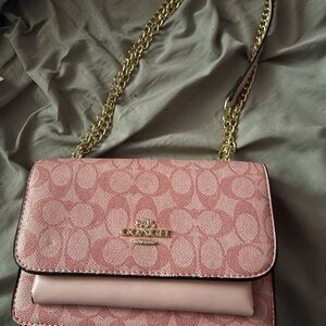 Coach Pink Crossbody Bag with Gold Chain
